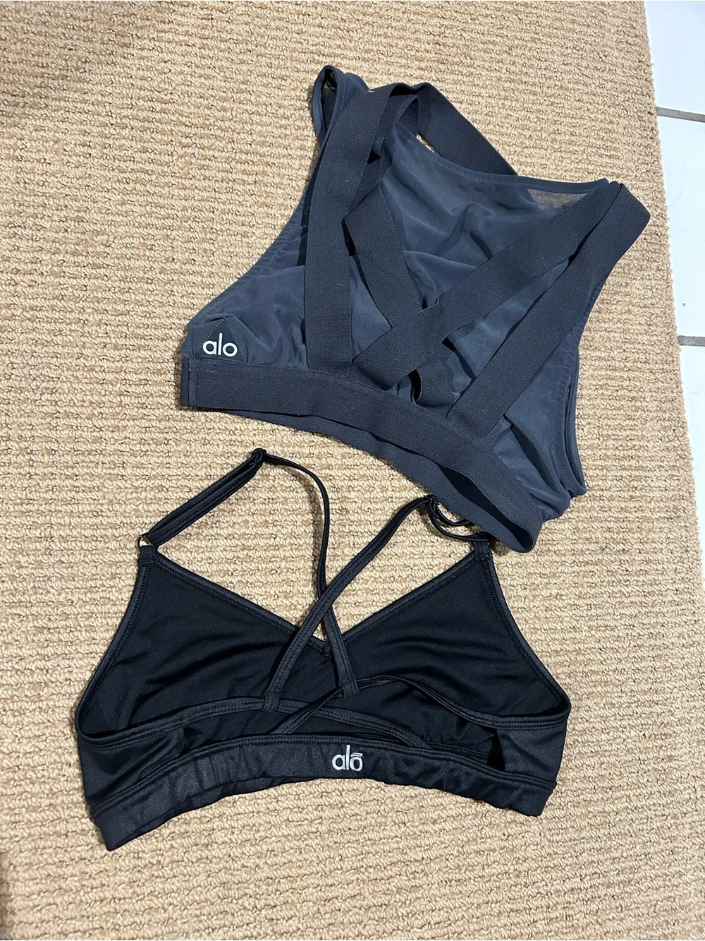 TWO, ALO Yoga tops / sports bras super cute and stylish, gray, black